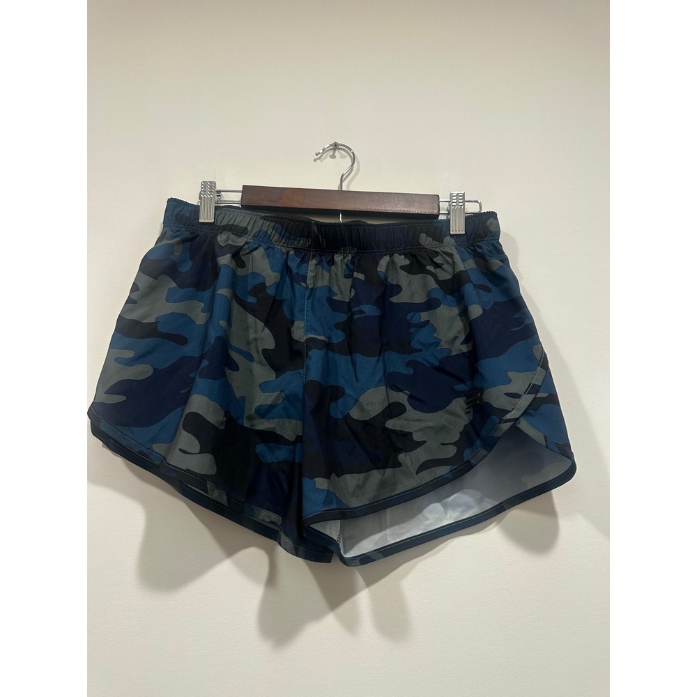 New Balance Womens Blue Camo Running Shorts Athletic Gym‎ Activewear Medium